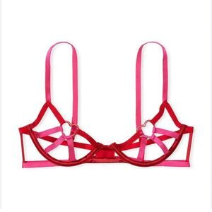 Victoria's Secret Very Sexy Heartware Open Cup Strappy Cut Demi Bra XL NWT Red